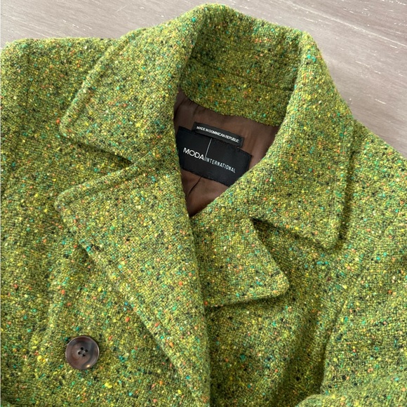 Moda International Olive/ Multi Pea Coat sz 6 Y2K vintage retro - Picture 2 of 14